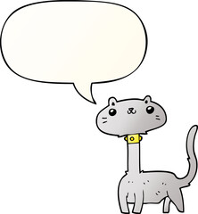 cartoon cat and speech bubble in smooth gradient style