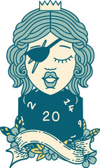 human rogue with natural twenty dice roll illustration