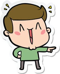 sticker of a cartoon excited man