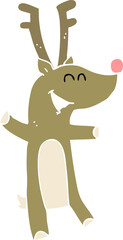 flat color illustration of a cartoon reindeer