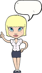 cartoon pretty girl with idea with speech bubble