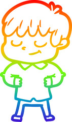 rainbow gradient line drawing cartoon happy boy