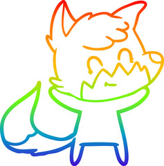 rainbow gradient line drawing cartoon friendly fox