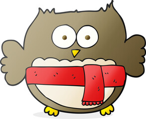 cartoon owl wearing scarf