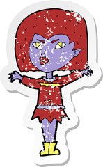 Obraz na płótnie Canvas retro distressed sticker of a cartoon vampire girl