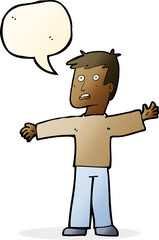 cartoon surprised man with speech bubble