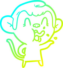 cold gradient line drawing crazy cartoon monkey
