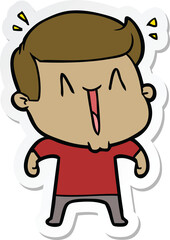 Obraz premium sticker of a cartoon excited man