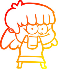 warm gradient line drawing cartoon smiling woman