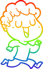 rainbow gradient line drawing laughing cartoon man