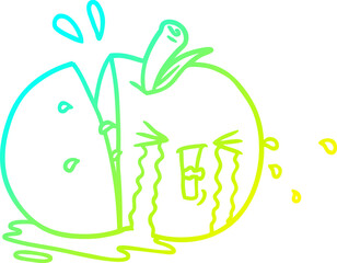 cold gradient line drawing cartoon apple crying