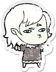 distressed sticker of a cartoon vampire girl