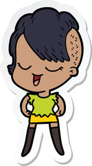 Fototapeta premium sticker of a happy cartoon girl