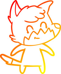 warm gradient line drawing cartoon friendly fox