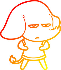 warm gradient line drawing annoyed cartoon elephant