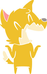 laughing fox flat color style cartoon
