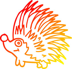 Obraz premium warm gradient line drawing cartoon spiky hedgehog