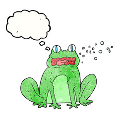Naklejka premium thought bubble textured cartoon burping frog
