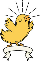 banner with tattoo style happy bird