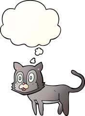 happy cartoon cat and thought bubble in smooth gradient style
