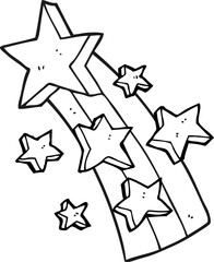 black and white cartoon shooting star