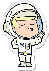 sticker of a cartoon confident astronaut