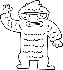 line drawing cartoon big yeti