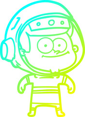 cold gradient line drawing happy astronaut cartoon