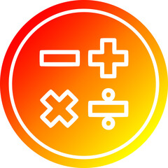 math symbols circular in hot gradient spectrum