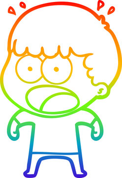 recommend clip art: rainbow gradient line drawing cartoon shocked man