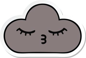 sticker of a cute cartoon storm cloud