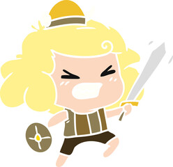 cartoon of kawaii viking child