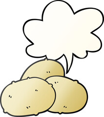 cartoon potatoes and speech bubble in smooth gradient style