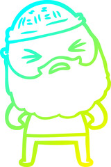 cold gradient line drawing cartoon man with beard