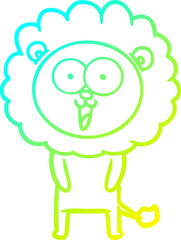 cold gradient line drawing happy cartoon lion