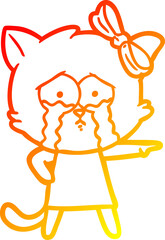 warm gradient line drawing cartoon cat