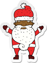 sticker of a cartoon grumpy santa