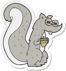 sticker of a cartoon squirrel with nut