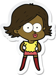 sticker of a cartoon girl pouting