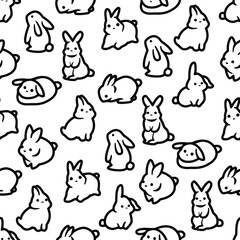  Cute Rabbit Bunny Seamless Pattern Eps