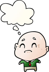 cartoon old man and thought bubble in smooth gradient style