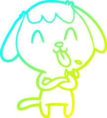 cold gradient line drawing cute cartoon dog