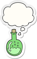 cartoon potion and thought bubble as a printed sticker