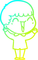 cold gradient line drawing cartoon happy man