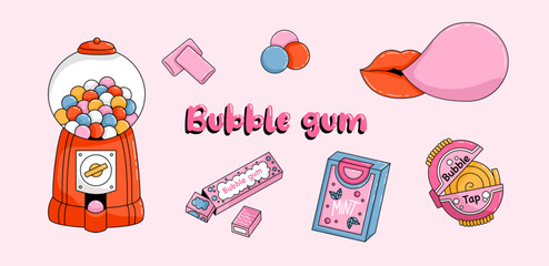 Set of Cartoon bubble gum