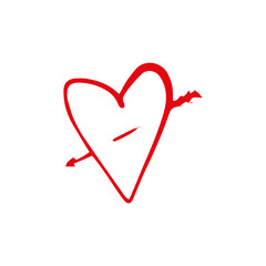 Heart in doodle style. Symbol of Valentine's Day and love. Shapes For Create Your Own Art. Abstract contemporary modern trendy vector. Design for card, print , logos, branding, mood boards, poster