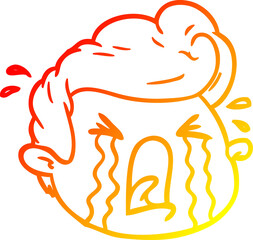 warm gradient line drawing cartoon crying boy