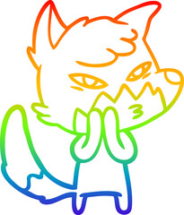 rainbow gradient line drawing clever cartoon fox