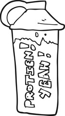 black and white cartoon protein shake