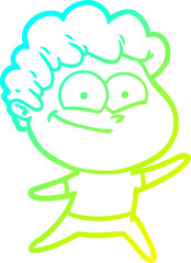 cold gradient line drawing cartoon happy man
